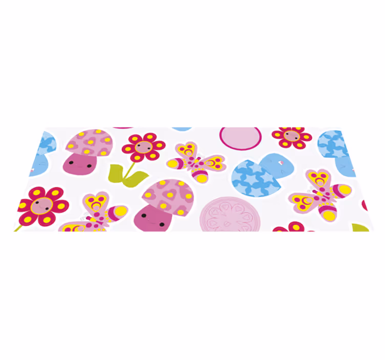 Tecknade blommor barn vinyl matta - Tenstickers
