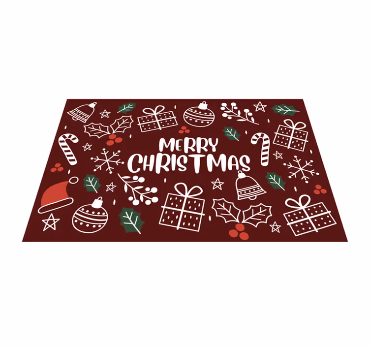 God jul rolig vinylrugs grön matta - Tenstickers