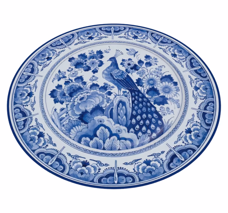 Delftware påfågelmatta - Tenstickers