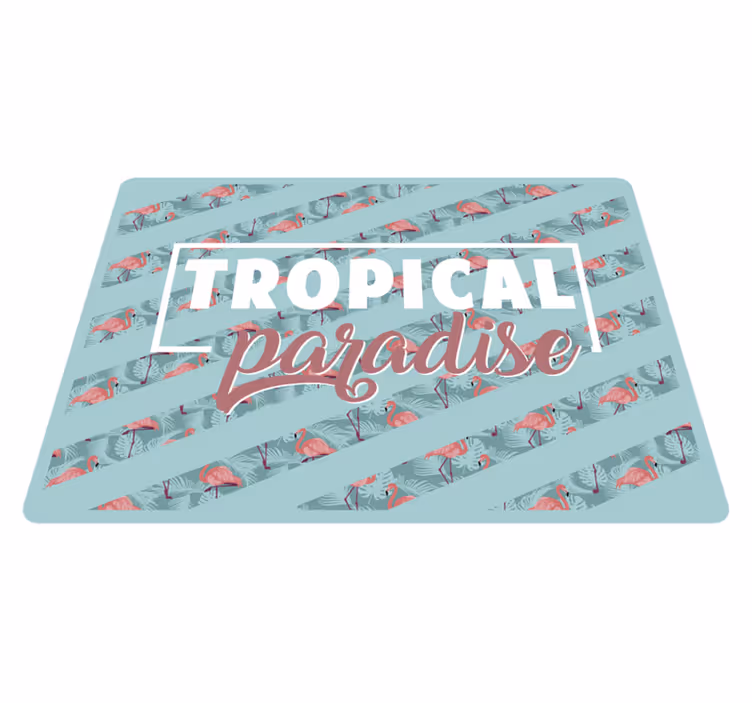 Tropiskt paradis text flamingos djur matta - Tenstickers