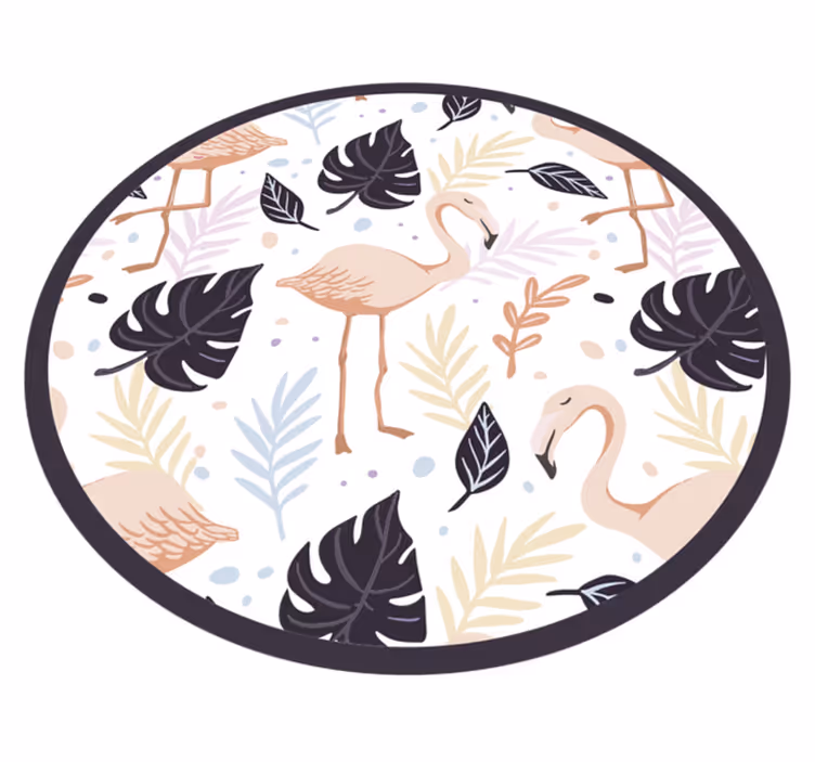 Blommig flamingo cirkel Vinylmatta djur - Tenstickers