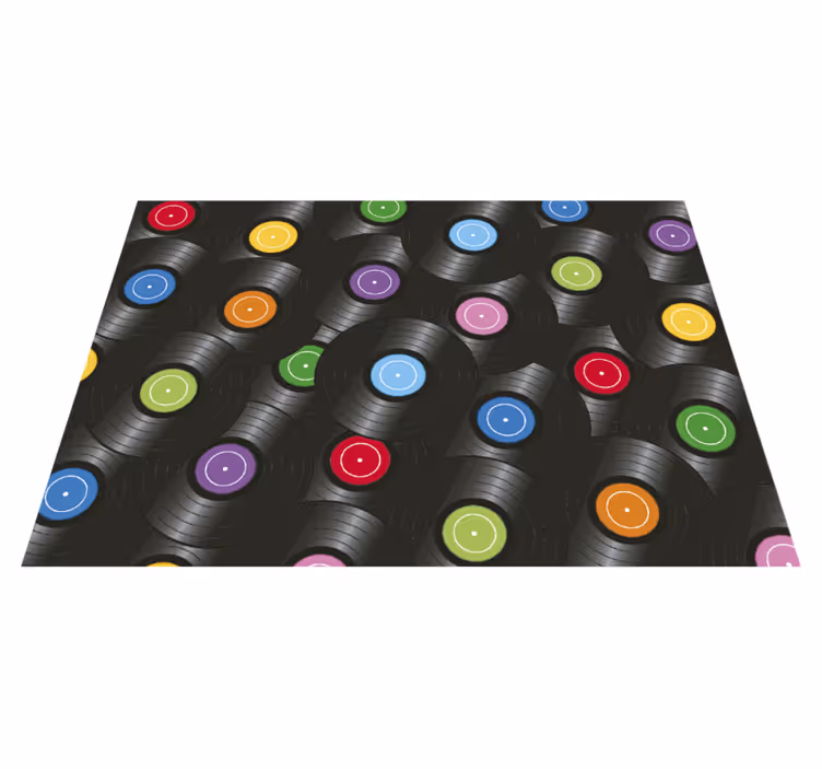 Vinylmatta med vinylskivor vintage matta - Tenstickers