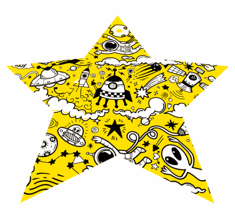 Främmande doodle stjärna Vinylmatta Barn - Tenstickers