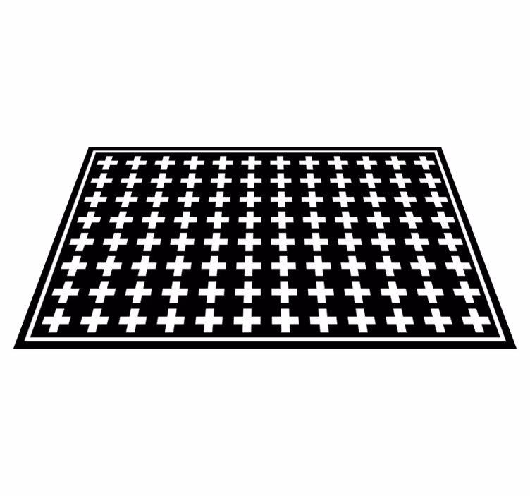 Vit och svart kors minimal matta - Tenstickers