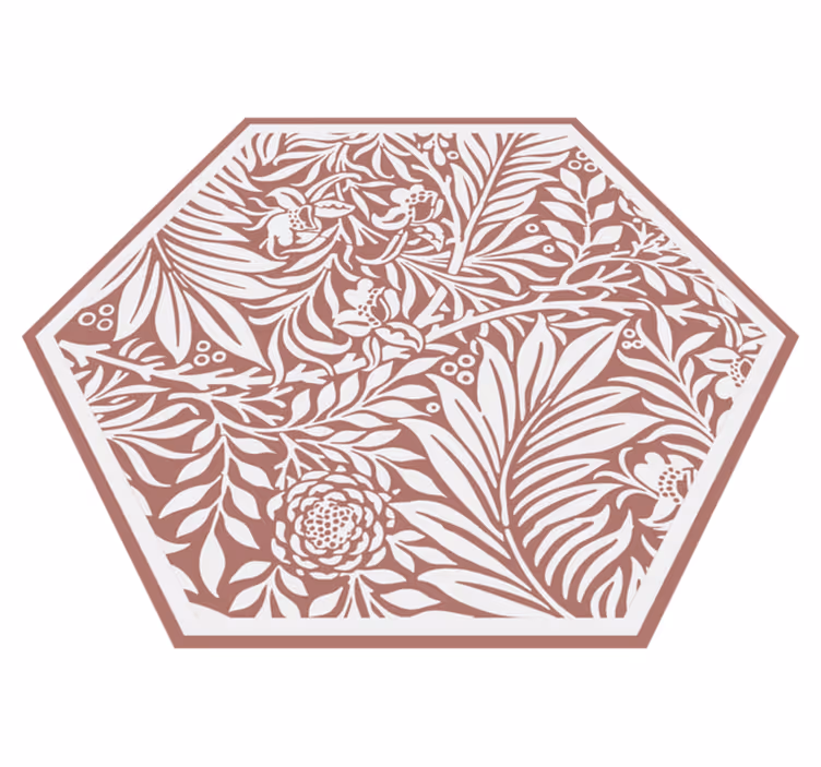 Blommig symmetri hexagon Vinylmatta blommor och växter - Tenstickers