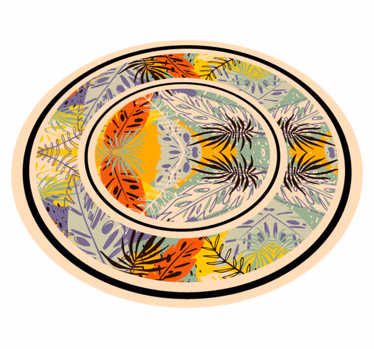 Botaniskt cirkulärt motiv Vinylmatta blommor och växter - Tenstickers