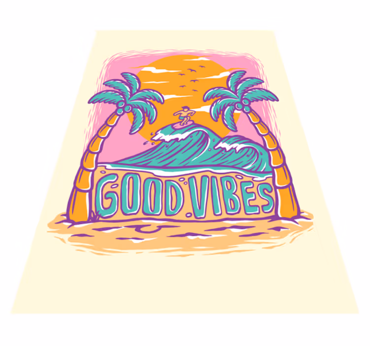 Hippie vintage vinyl matta med strand - Tenstickers