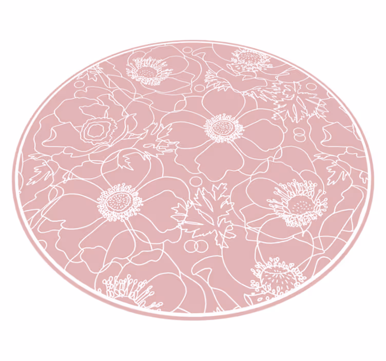 Blommig kontur motiv Vinylmatta blommor och växter - Tenstickers