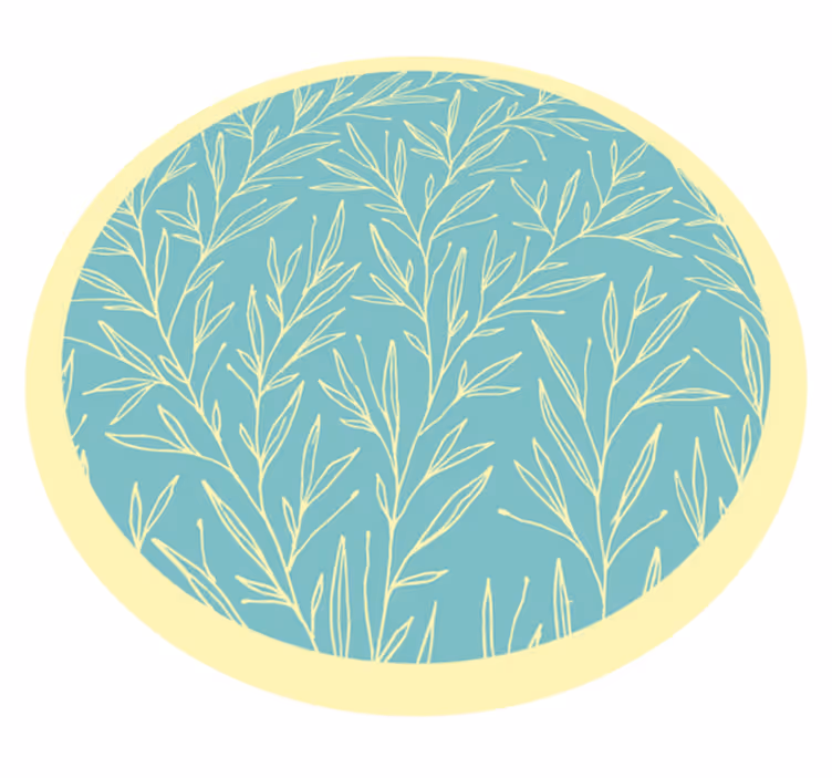 Botaniskt runt motiv Vinylmatta blommor och växter - Tenstickers