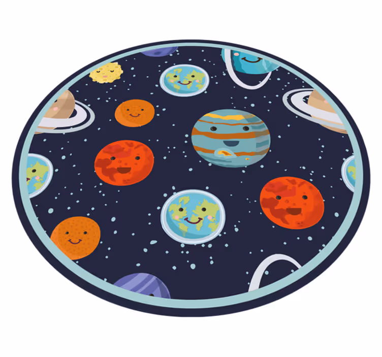 Leende planet solsystem barn vinyl matta - Tenstickers