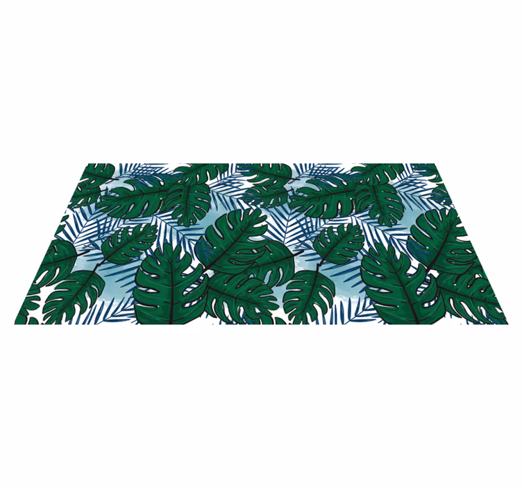 Grön monstera blå löv natur vinyl matta - Tenstickers