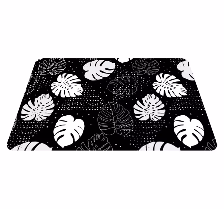 Svartvita monstera lämnar naturmatta - Tenstickers