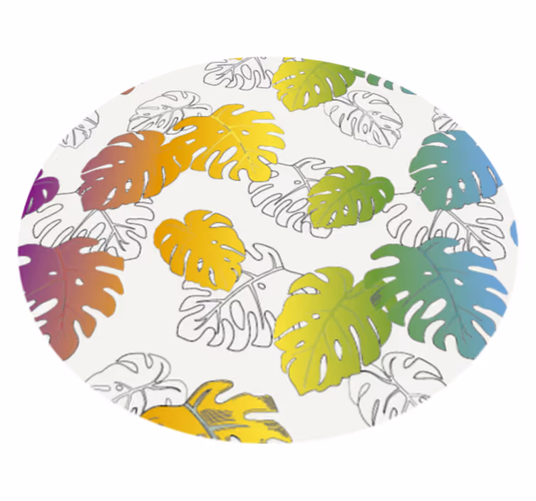 Flerfärgad monstera kruka design natur matta - Tenstickers