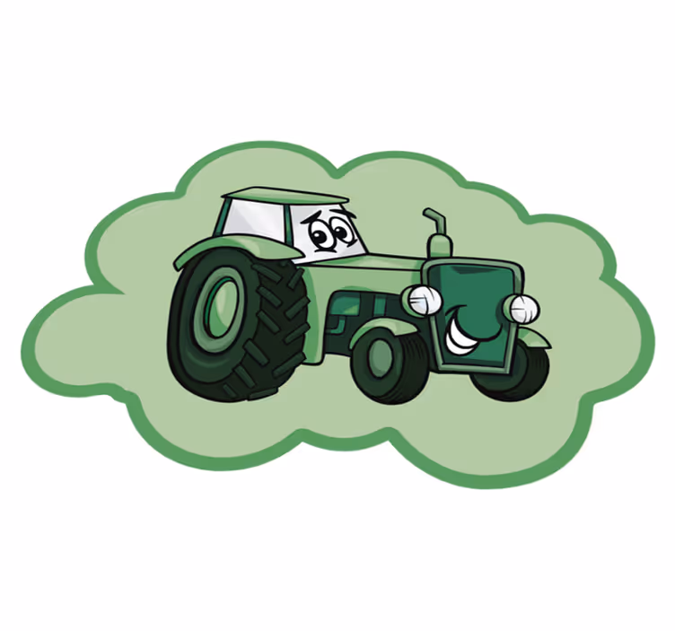 Grön traktor barn vinyl matta - Tenstickers
