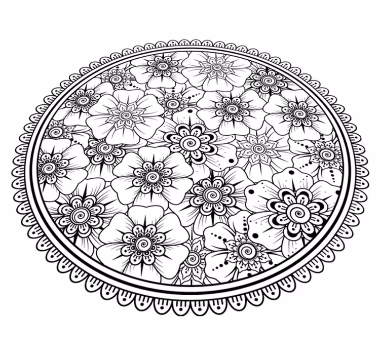 Cirkel svart mandala kakel matta - Tenstickers
