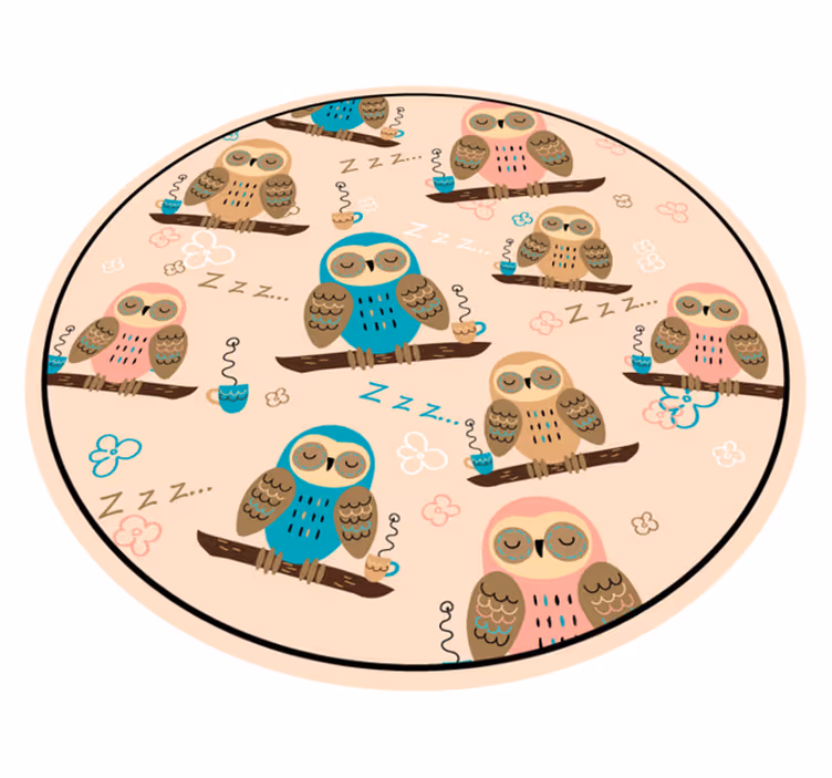Cirkel med uggletema Vinylmatta daghem - Tenstickers