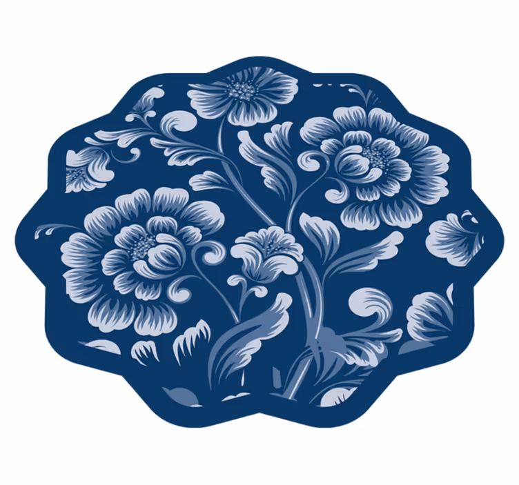 Elegant blå blommor matta - Tenstickers