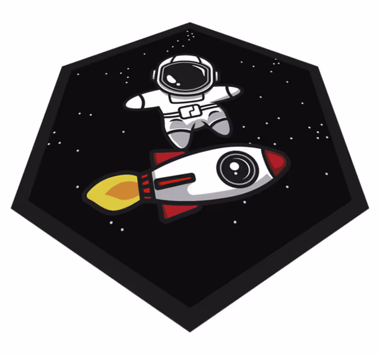 Raket i rymden barn vinyl matta - Tenstickers