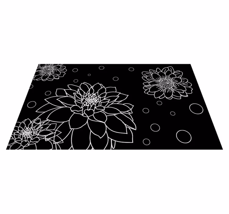Blommig kontur kontrast Vinylmatta blommor och växter - Tenstickers