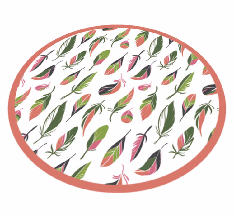 Botaniskt mönstrad cirkel Vinylmatta blommor och växter - Tenstickers