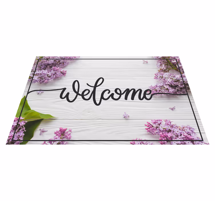 Välkomna blommiga trä vinylgolv - Tenstickers