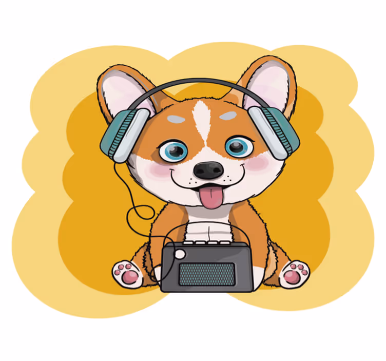 Valp hörlurar illustration Andra Vinylmattor - Tenstickers