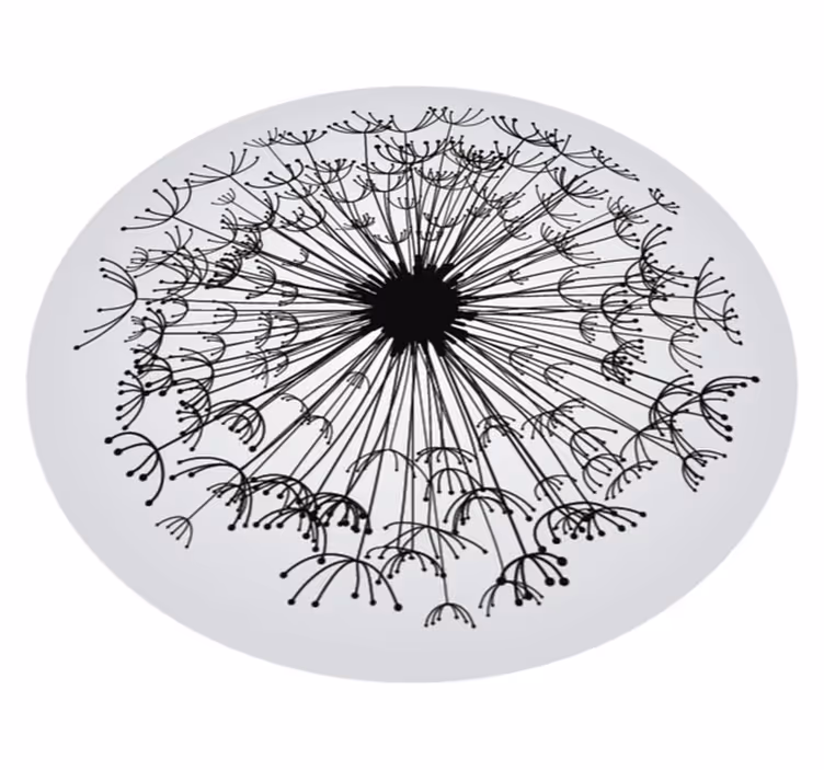 Rund vinylmatta med lövblommamatta - Tenstickers