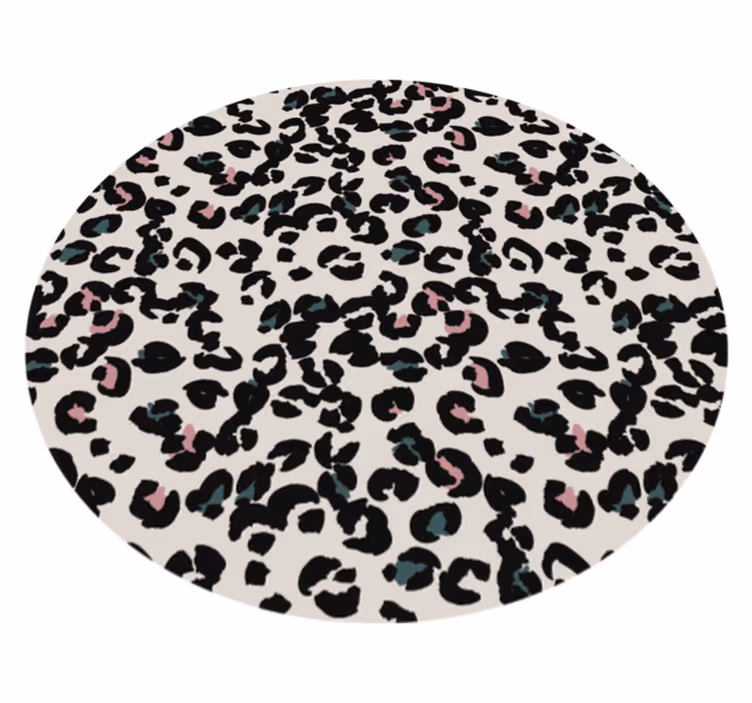Vit rund vinyl matta leopard djur matta - Tenstickers