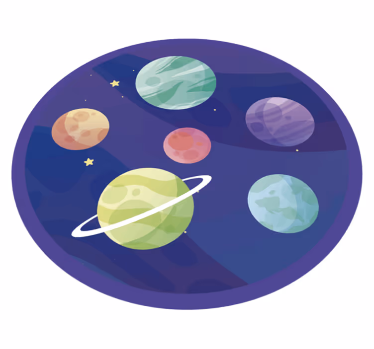 Olika planeter galax barn vinyl matta - Tenstickers