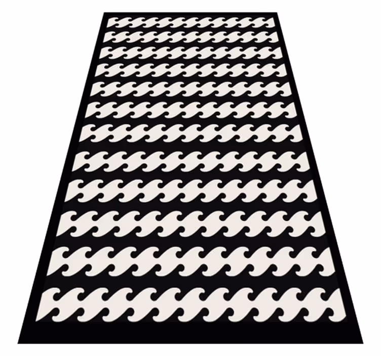 Ovanlig form svart och vit vinyl modern matta - Tenstickers