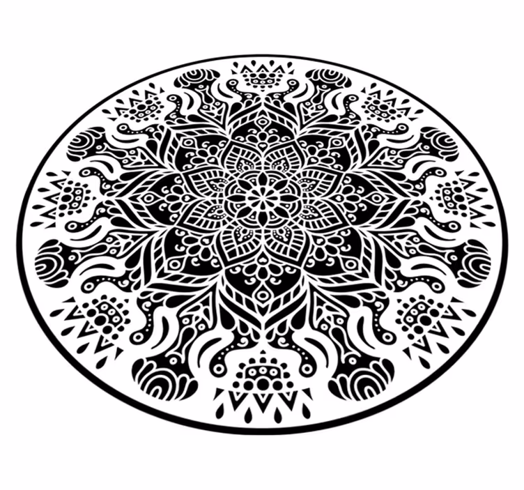 Svartvitt mandala matta - Tenstickers