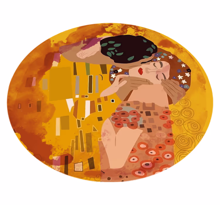 Klimt's kiss vintage vinylmatta - Tenstickers