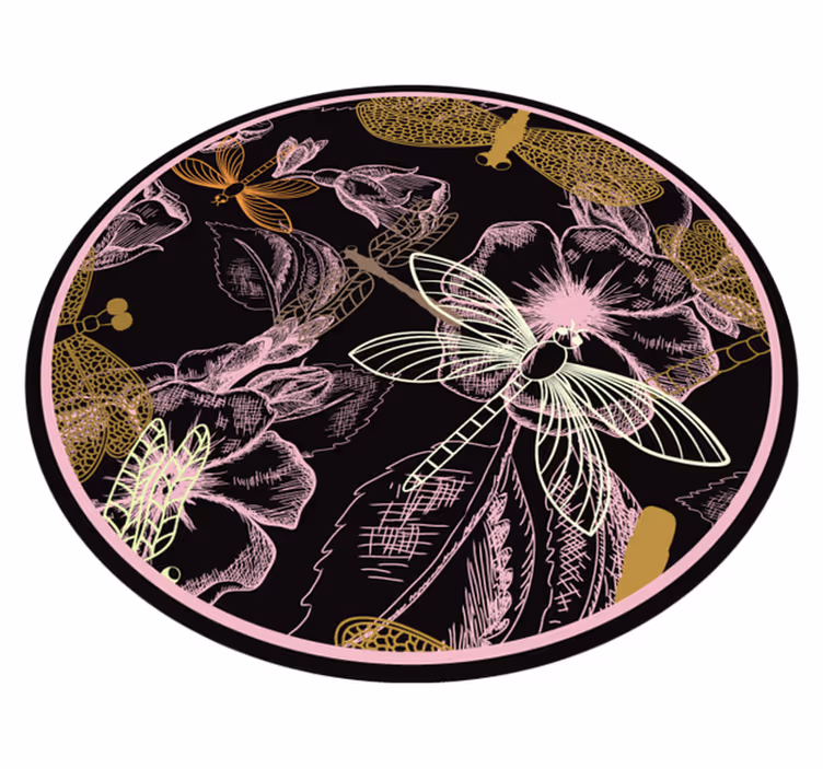 Sländor på rosa blomma blommig vinylmatta - Tenstickers