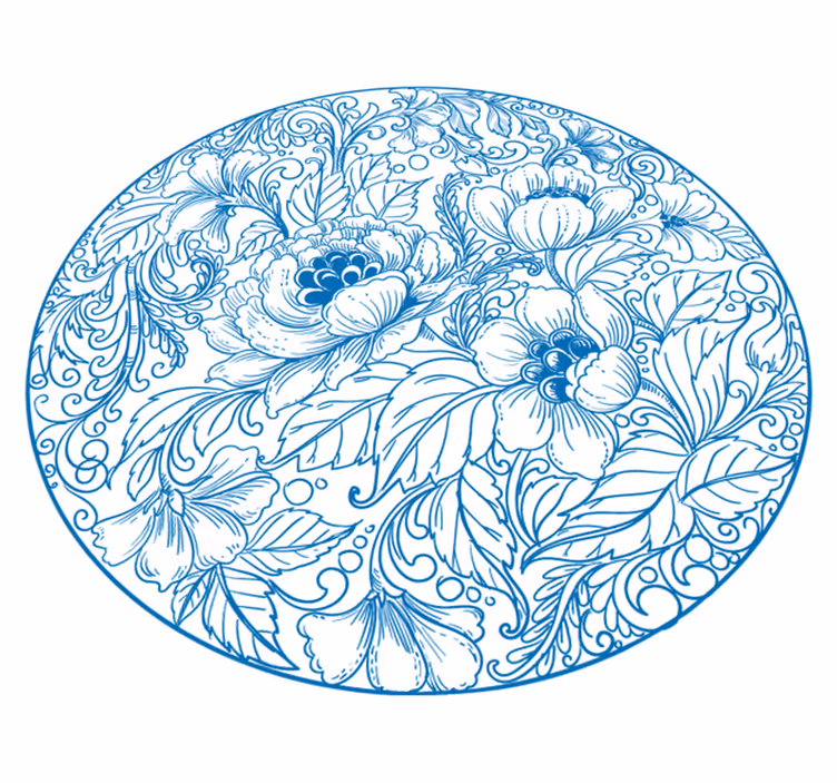 Blommönster runt Vinylmatta blommor och växter - Tenstickers