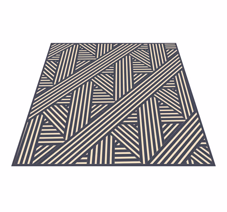 Vit och beige blå randig vinylmatta - Tenstickers