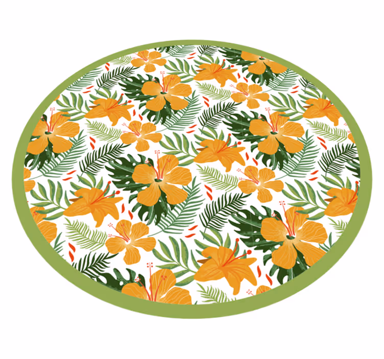Tropisk blommig harmoni Vinylmatta blommor och växter - Tenstickers