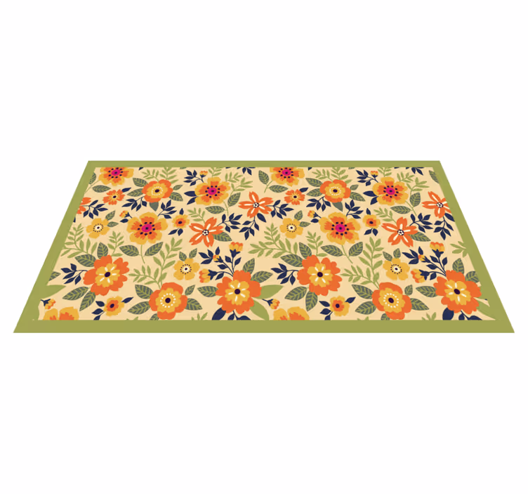 Blommor gröna och orange blommor matta - Tenstickers