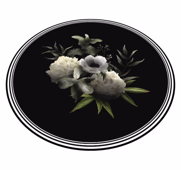 Blommig monokrom elegans Vinylmatta blommor och växter - Tenstickers