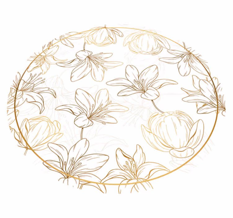 Blommig matta med gyllene blommor - Tenstickers