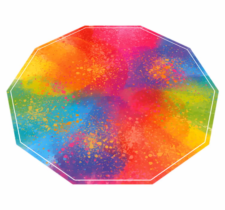 Färgglad stänkt hexagon vinylmatta i marmor - Tenstickers
