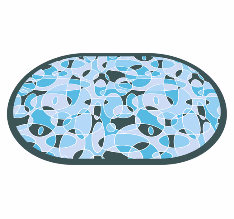 Blå oval minimal vinylmatta - Tenstickers