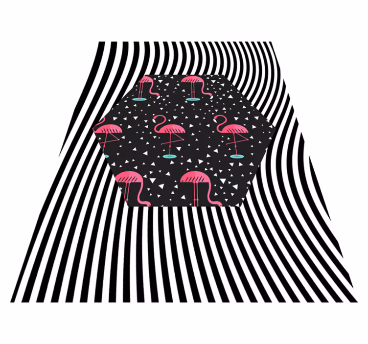 Flamingo randig sexkant Vinylmatta djur - Tenstickers