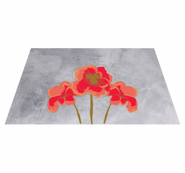 Målad vallmo blommig vinylmatta - Tenstickers