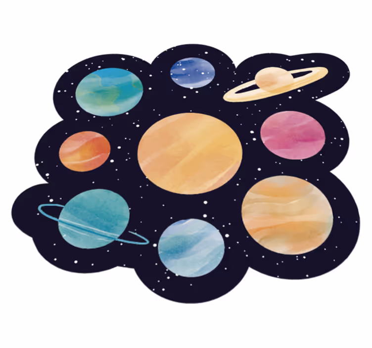 Olika planeter barn vinyl matta - Tenstickers