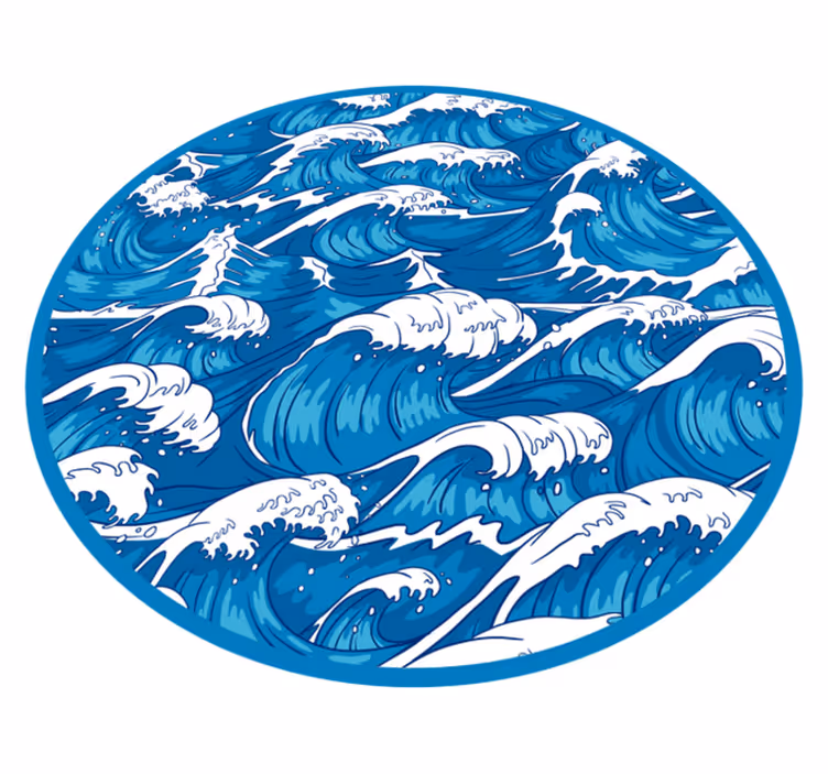 Japanska vågor natur vinyl matta - Tenstickers