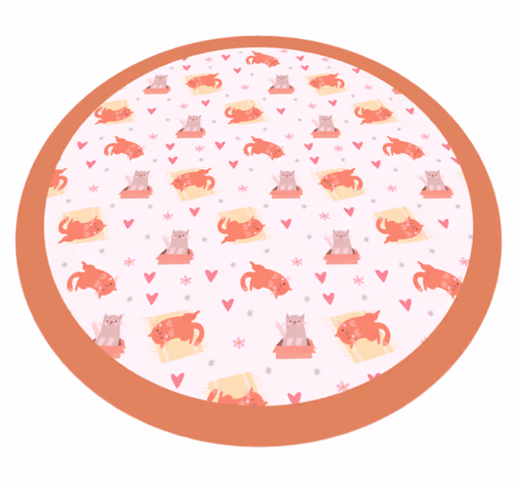 Söta katter med hjärtan djur matta - Tenstickers