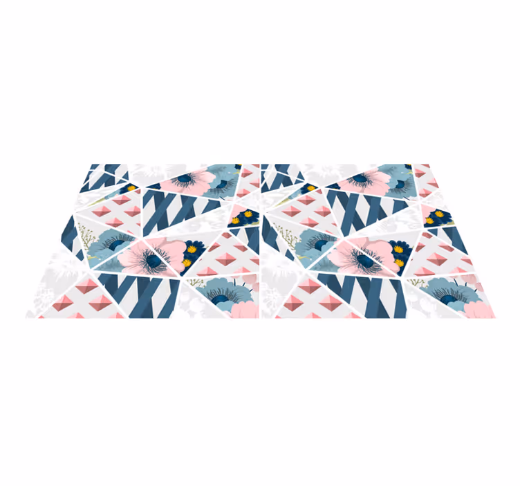 Mosaik blommor center mosaik vinyl matta vinylplattor - Tenstickers