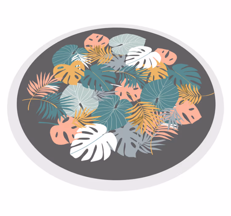 Botanisk bladcirkel Vinylmatta blommor och växter - Tenstickers