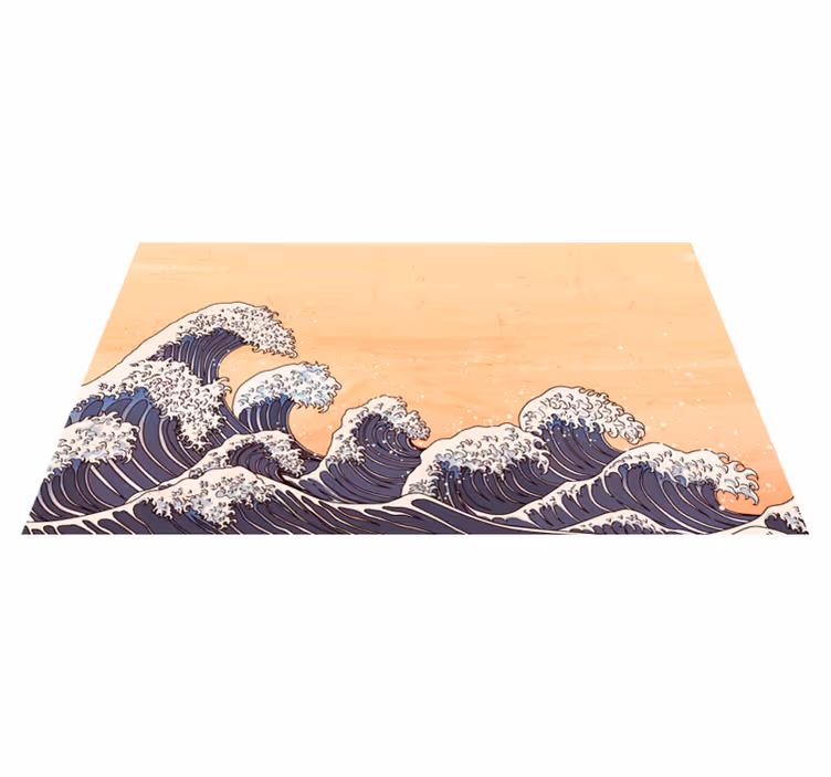 Traditionell japansk vågvinylmatta - Tenstickers