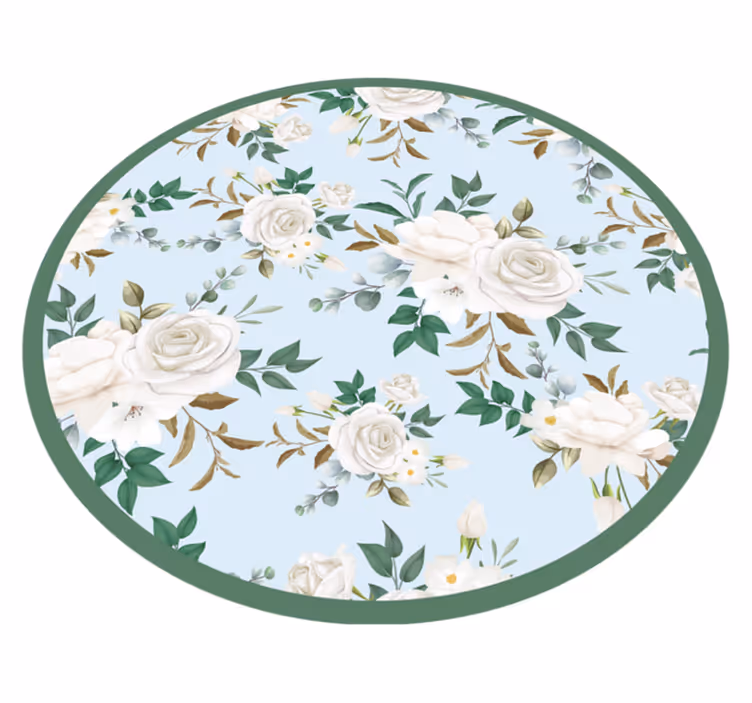 Blommig cirkulär komposition Vinylmatta blommor och växter - Tenstickers